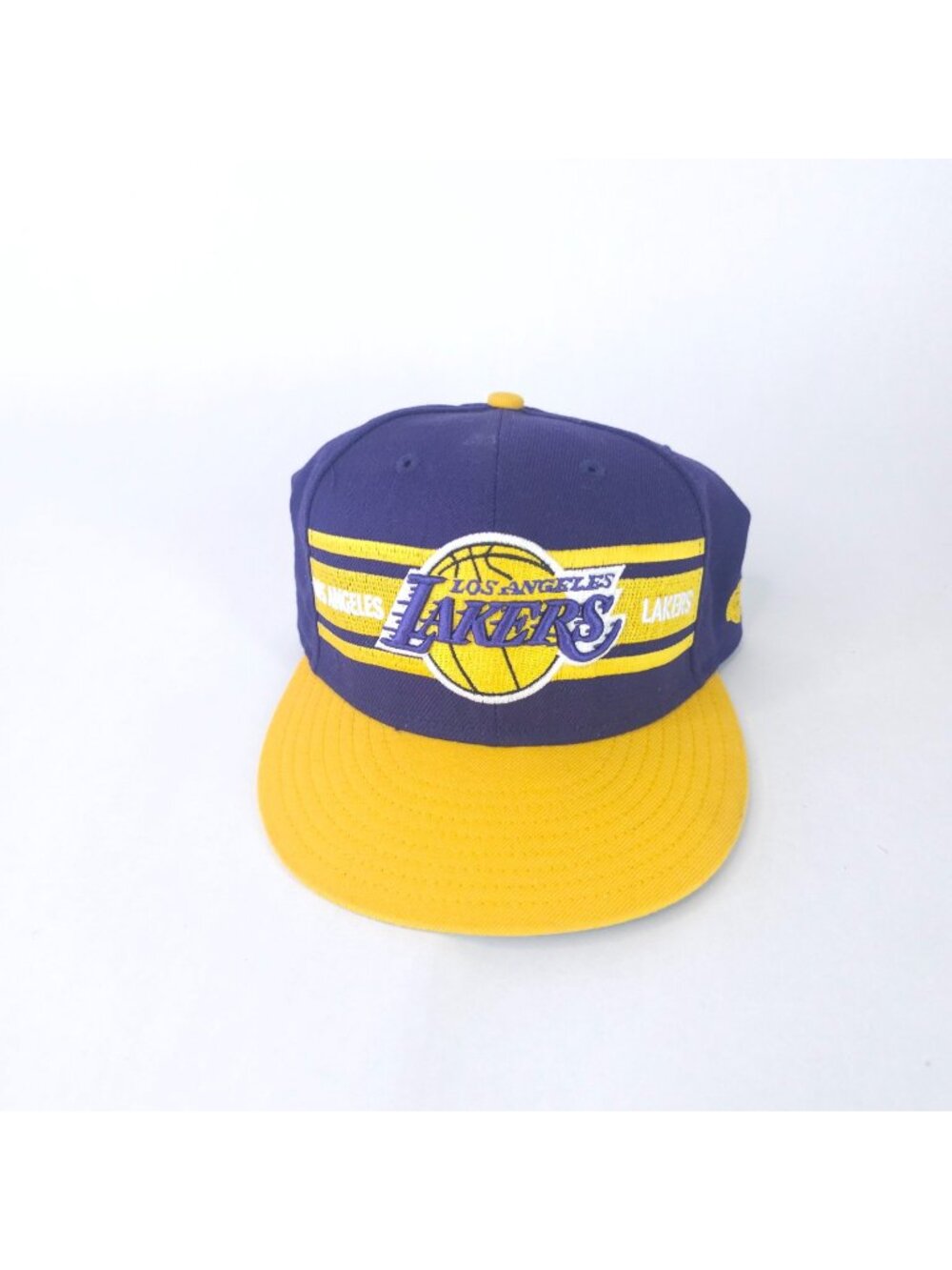 Los Angeles Lakers Hat 7 1/2 New Era Hardwood Classics Spell Out Embroidered LAL
